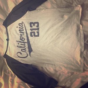 white and grey baseball tee