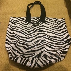 Victoria's Secret PINK Zebra sequin tote / bag