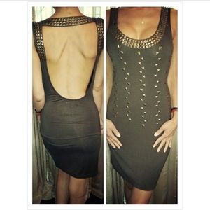 brown with gold accent dress