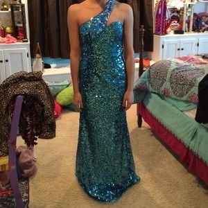 Aqua blue sparkly dress