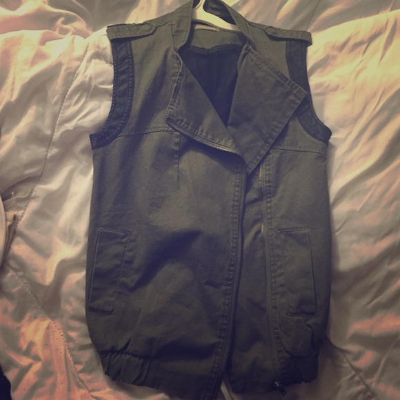 Dark green and black Jean vest.