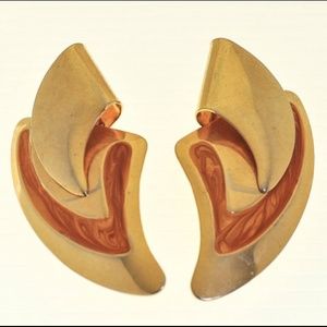Vintage 1980's Gold & Brown Earrings