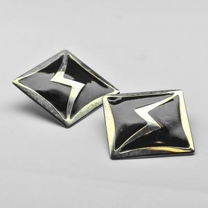 Vintage 1980's Black & Silver Square Earrings