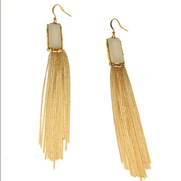 Ivory/Gold Fringe Earrings