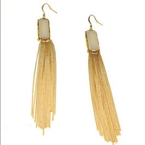 Ivory/Gold Fringe Earrings