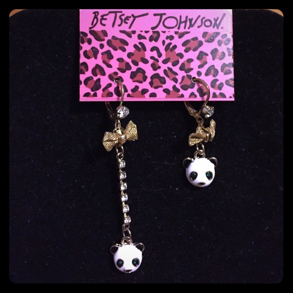 Betsey Johnson Panda Dangle Earrings - Picture 1 of 4