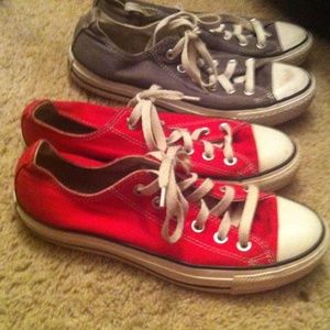 Low top red and grey converse