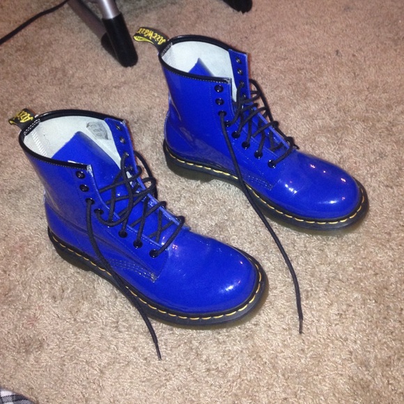 Dr Marten 8-Eye Blue Patent Leather Boots