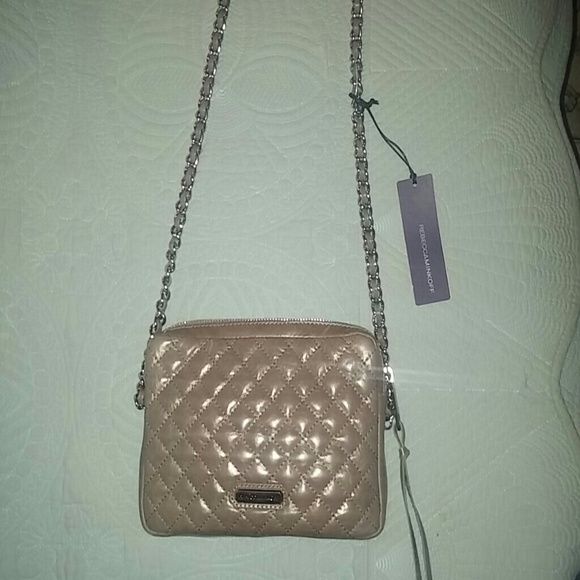 REBECCA. MINKOFF TAUPE LEATHER HANDBAG