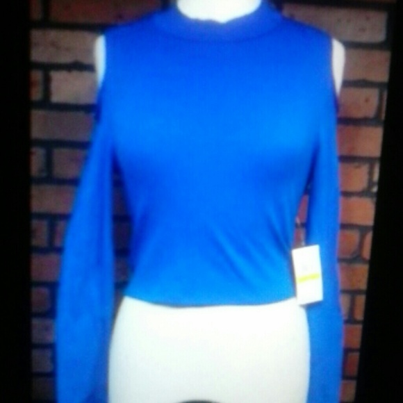 Cefian open shoulders sexy top blue
