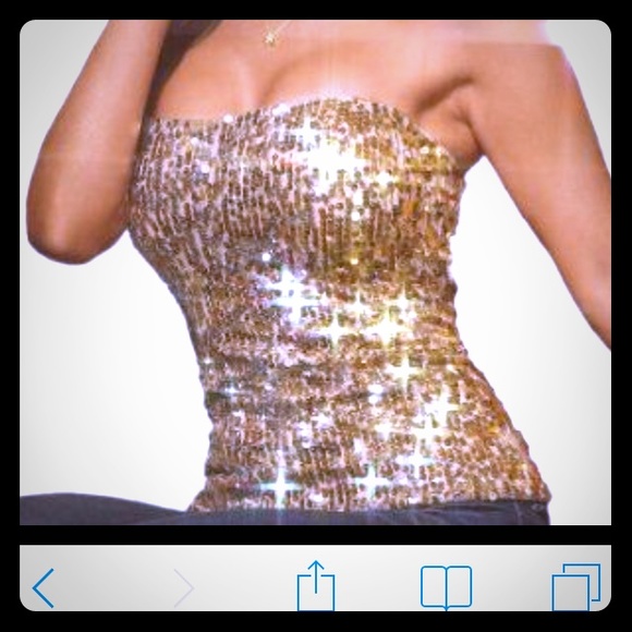 Beautiful gold short strapless sequin dress