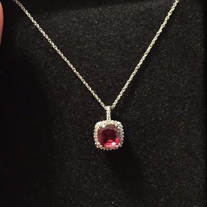 10k gold, diamond and garnet necklace