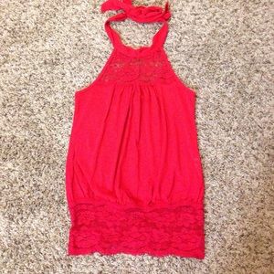 Red halter top