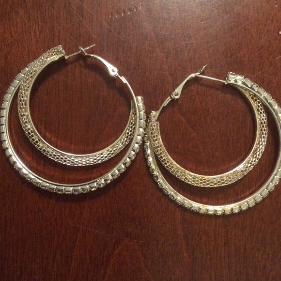 Silver, white embellished earrings