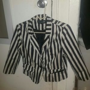 Black and white striped blazer