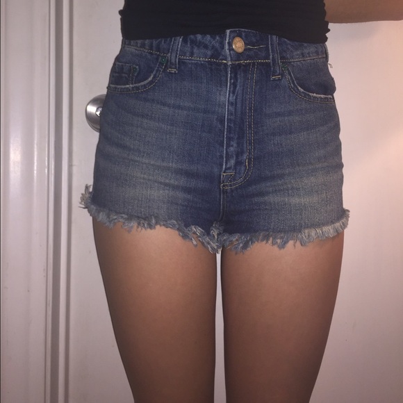 High waisted denim shorts