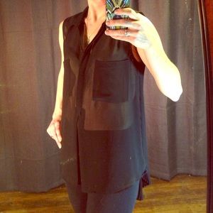 BCBG Black Chiffon Blouse