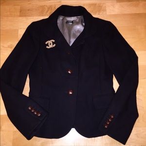 Jcrew black wool schoolboy lined blazer size 4