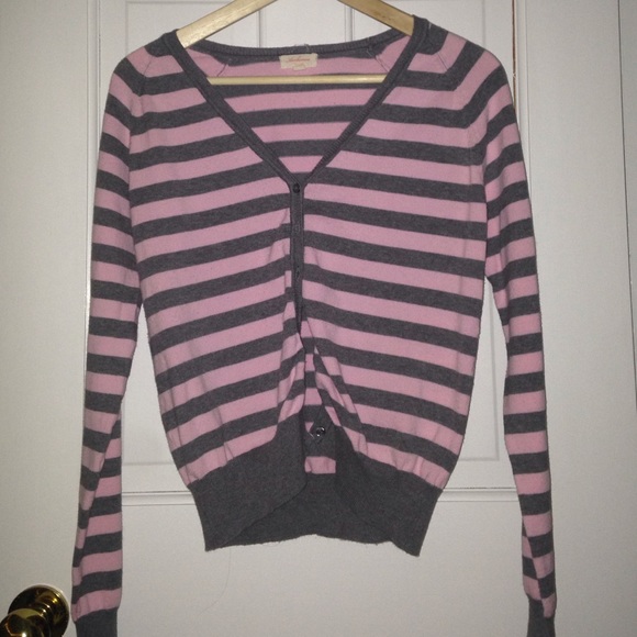 Grey and Pink striped cardigan