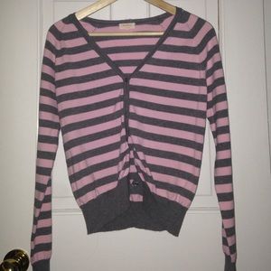 Grey and Pink striped cardigan