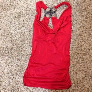 ✖️Reserved Bundle✖️Red cowl top with chain on back