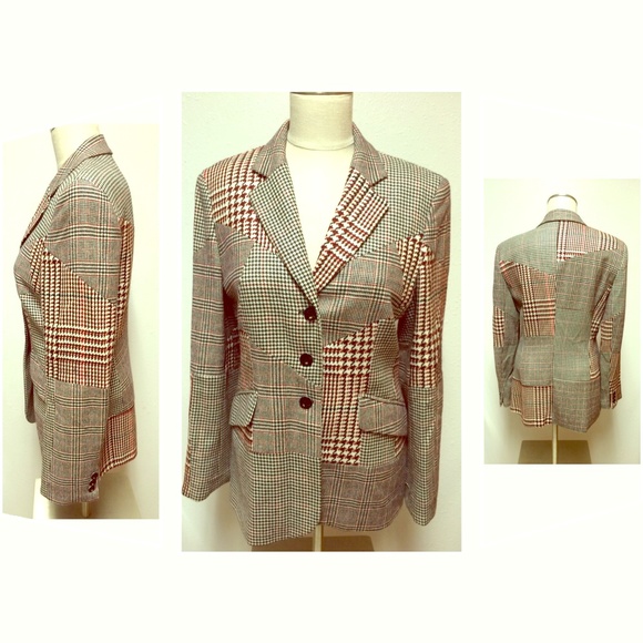 Escada - Cashmere,new wool,silk blend houndstooth blazer - Picture 1 of 4