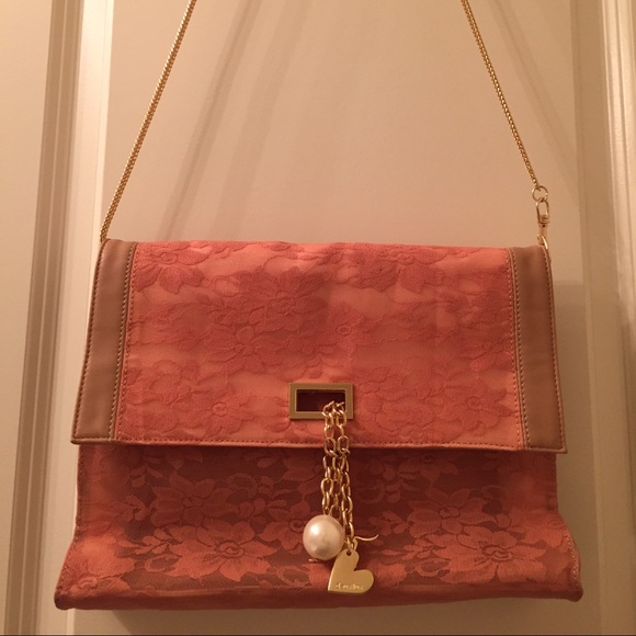 Deux Lux pink lace shoulder purse