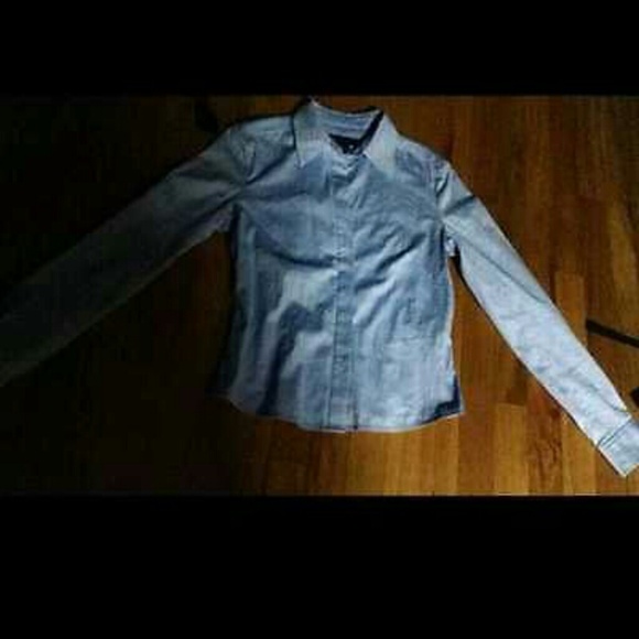 French Connection Blue Button Down Shirt Blouse