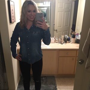 Denim button up top
