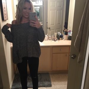 Gray sweater with cute distressing(BUNDLED)