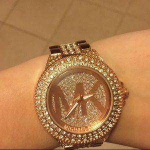 Michael Kors rose gold bling watch