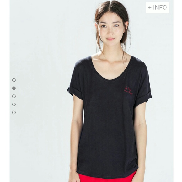 🎁 SOLD🎁ZARA "I Hate Mondays" Embroidered Shirt - Picture 2 of 4