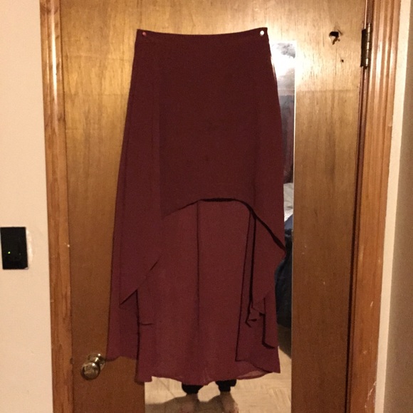 Maroon high low skirt