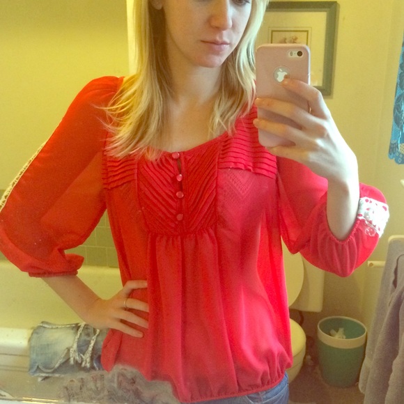 Red long sleeve top