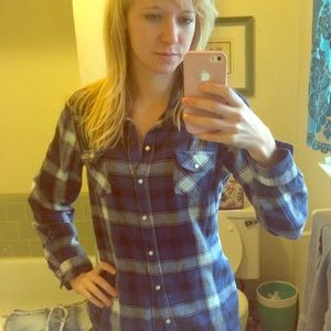 SOLD Gray and blue plaid shirt
