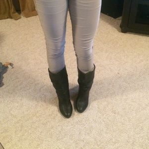 Madden girl faux leather wedged boots sz 8