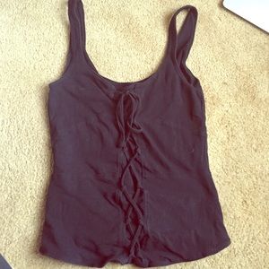 Intimately Free People Black Tie Up Tank Top