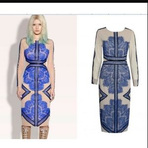 Nude "leather" and lace dress