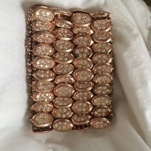 Rose Gold & Crystal Stretch Cuff Bracelet