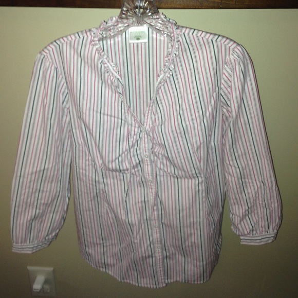 Motherhood Maternity Pink & Black Striped Top.