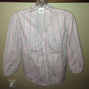 Motherhood Maternity Pink & Black Striped Top.