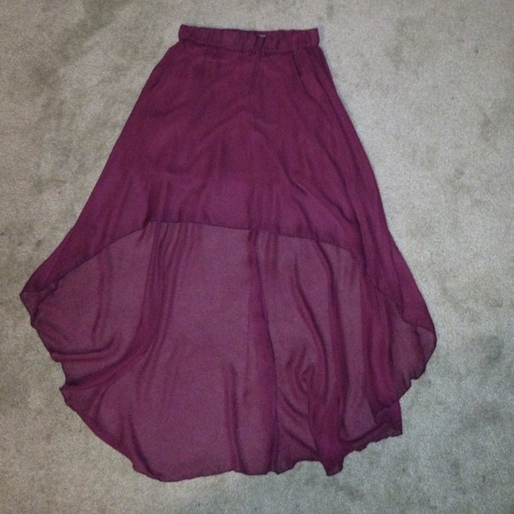Maroon colored high & low skirt