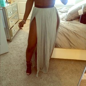 Double split maxi skirt