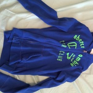 blue with green print sweater