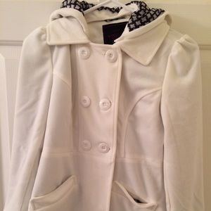 White fleece peacoat style jacket