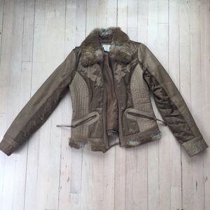 CACHE Real fur leather jacket