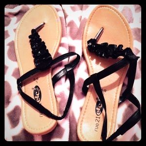 Black sequined sandals