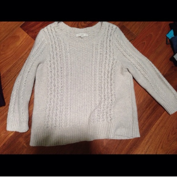 Grey Gray Loft Chunky Cableknit Sweater