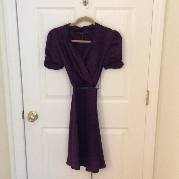 BCBG purple wrap dress with belt
