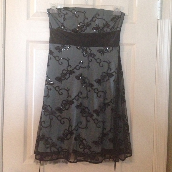 Cocktail dress, size Med, teal & black